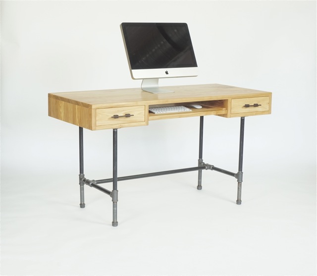 desk in siberian elm and metal pipe-  54'x24'x30'